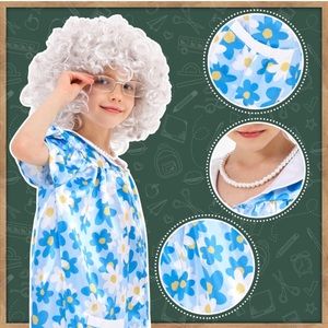 Girls, Old Lady Wig Old Lady Costume for Kids